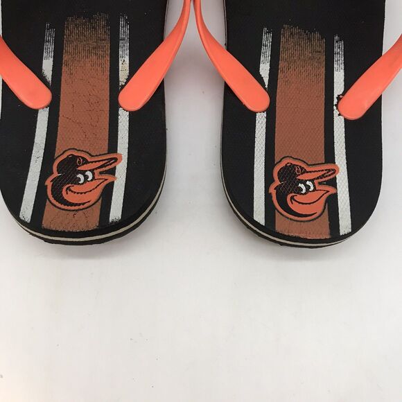 Baltimore Orioles Flip Flop Sandals MLB Team Bean Unisex Thongs Orange & Black - Picture 10 of 10